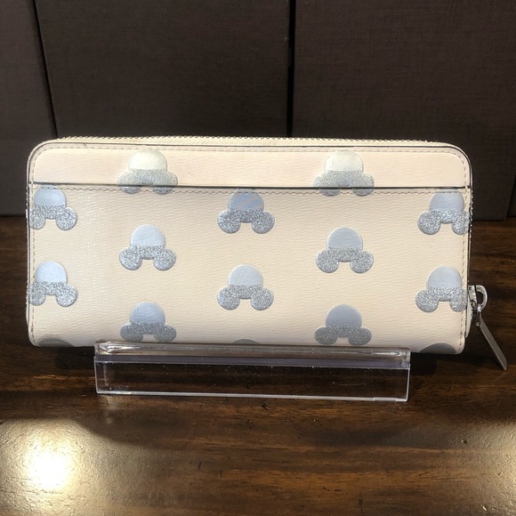 KATE SPADE x DISNEY Silver Mickey Mouse Embossed Full Zipper Continental Wallet - Picture 3 of 17